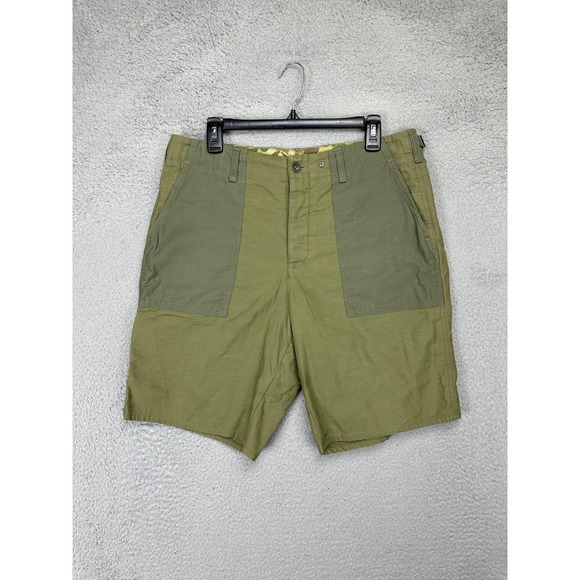 Rag Bone Shorts Mens 34 Olive Green Cotton Khakis Button Fly Flat Front Pockets - Picture 2 of 10